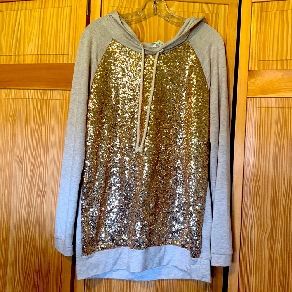 Vanilla Bay gold sequin hoodie